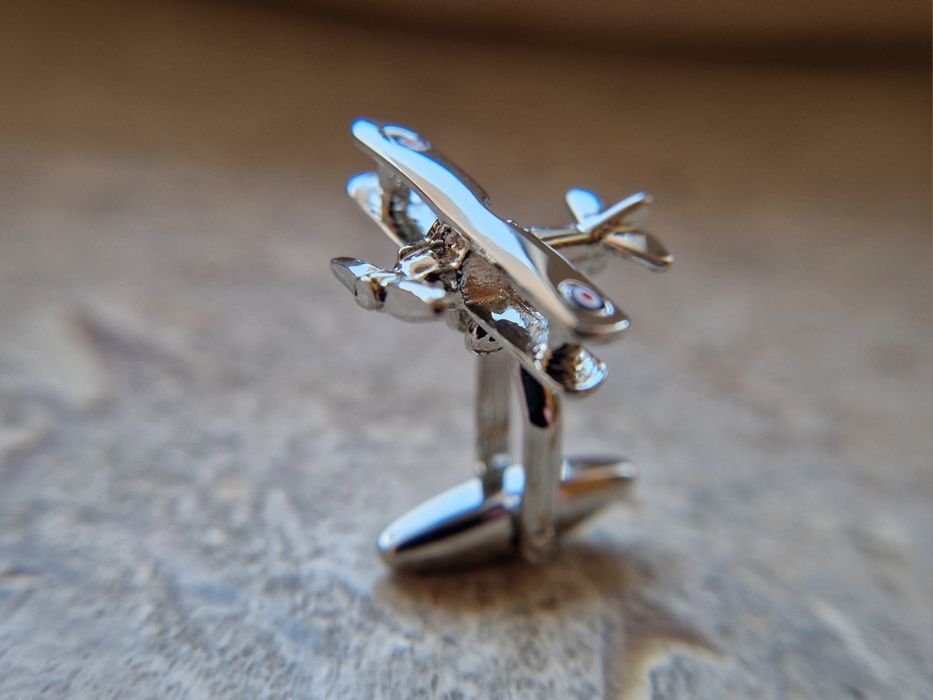 Marks & Spencer spinki do mankietów Spitfire męskie srebrne oryginał