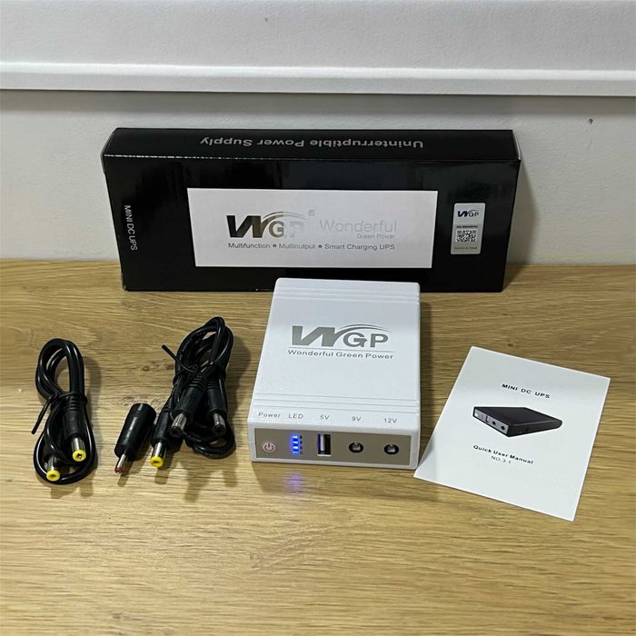 ДБЖ mini ups упс WGP 10400mA 24w з повербанк для роутра безперебійник