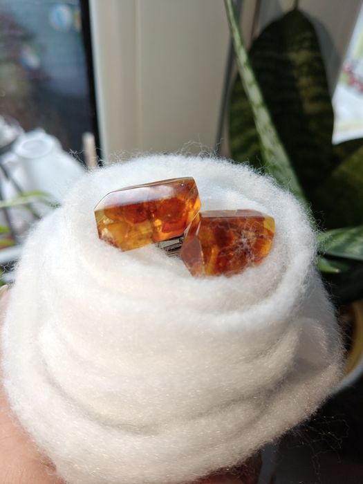 Spinki do mankietów z bursztynem