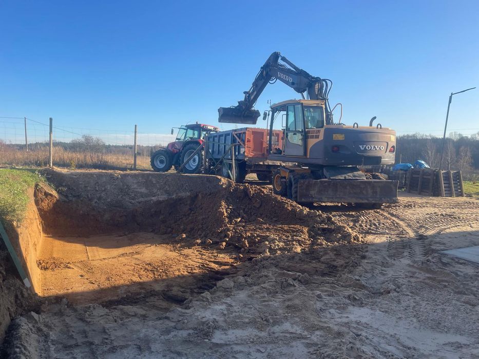 Usługi Koparką obrotową,  koparko-ładowarką, minikoparką, transport