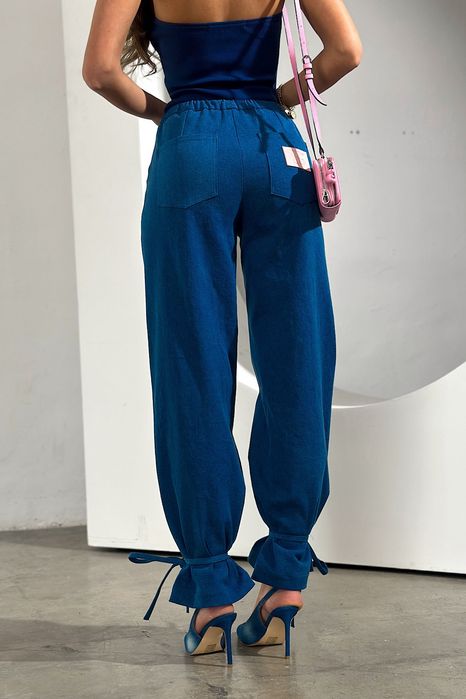 Spodnie jeansowe BG Couture Brandenburg Monroe z wiązaniem na nogawce