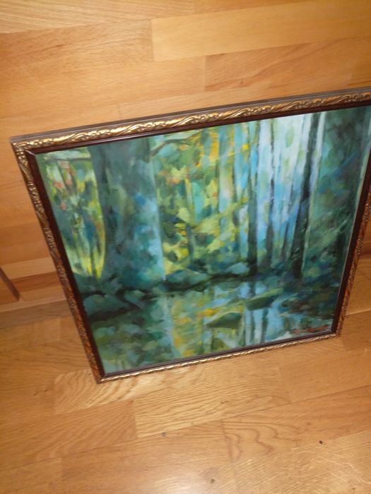 Картина маслом "Шёпот бирюзовой чащи" Сербского иконописца