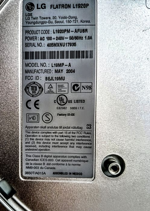 Monitor komputerowy LG Flatron L1920P 19 cali LCD