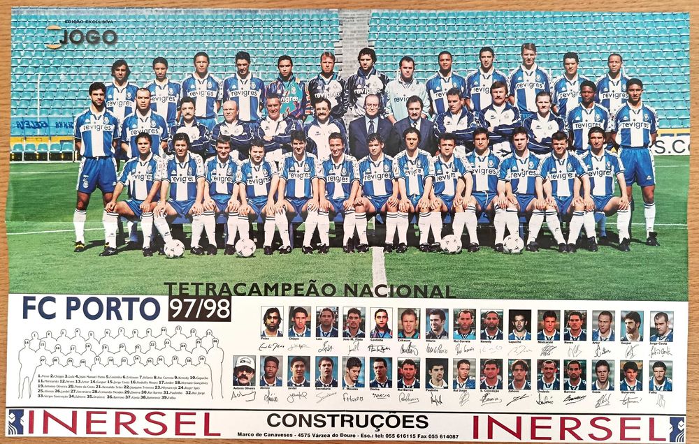 F.C.Porto - Tetra campeão - poster gigante equipa - época 1997-98