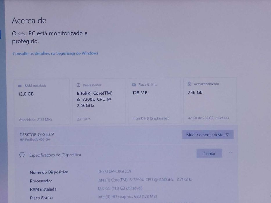 HP Processador i5 12Gb Ram SSD