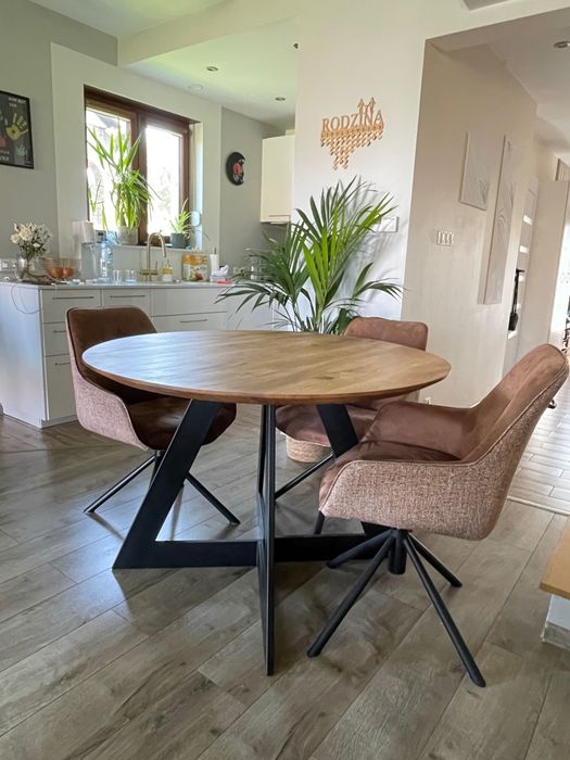 Okrągły stół dębowy i stolik kawowy dębowy, LOFT