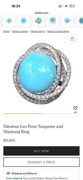 Золота Каблучка Leo Pizzo Оригінал з бірюзою та діамантами