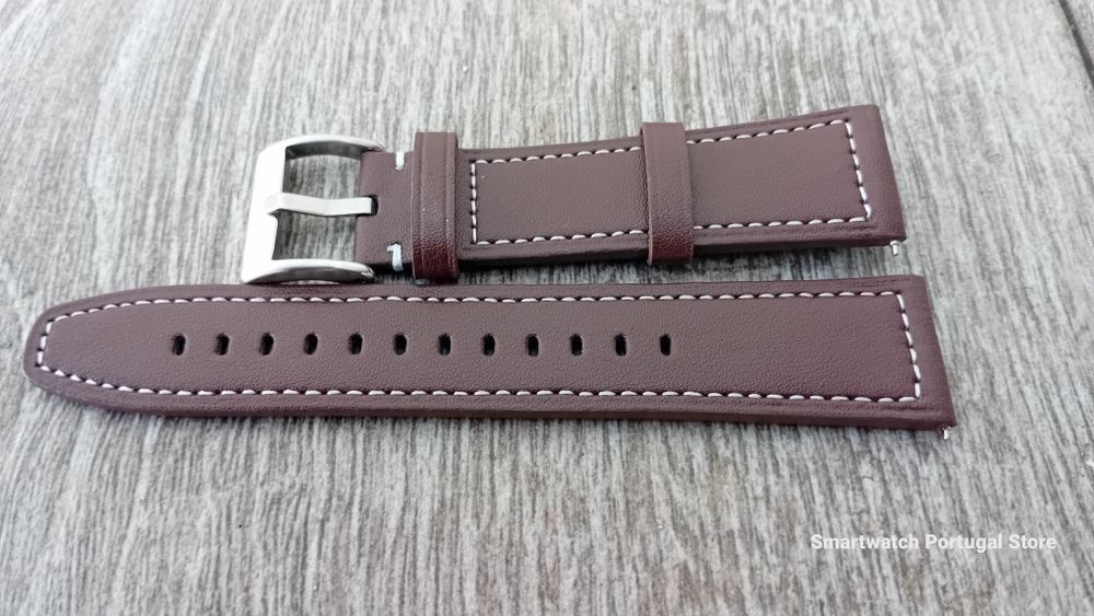 Bracelete em pele 22mm : Castanha escura