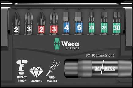 WERA BIT-CHECK 10 IMPAKTOR 1 zestaw bitów 073980
