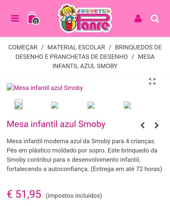 Mesa + 2 bancos infantil SMOBY