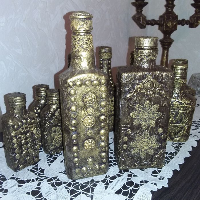 Бутылочки декупаж для напитков.
