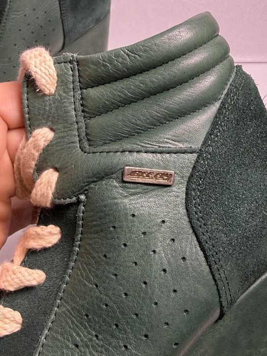 Sneakersy  skórzane  zielone koturna r. 39 wkł:24,5 cm styl vintage