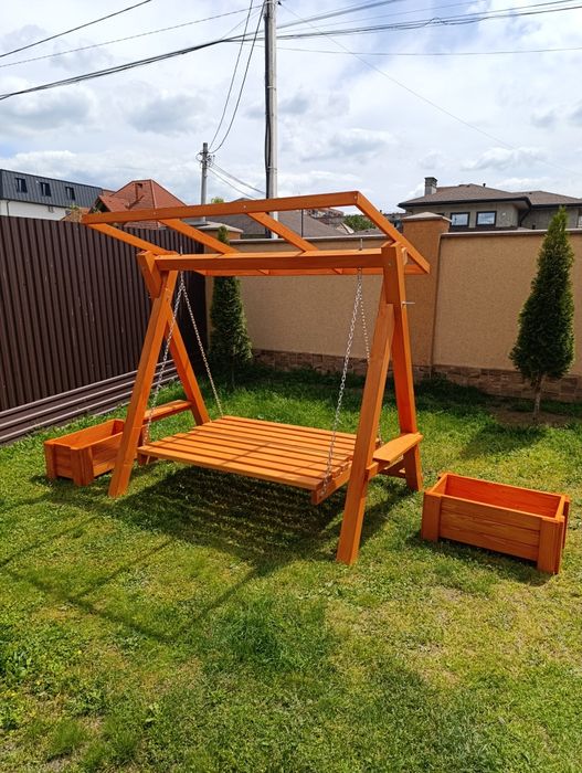 Качеля. Качеля садовая. Деревяна качеля. Гойдалка. Дерево.Розкладна