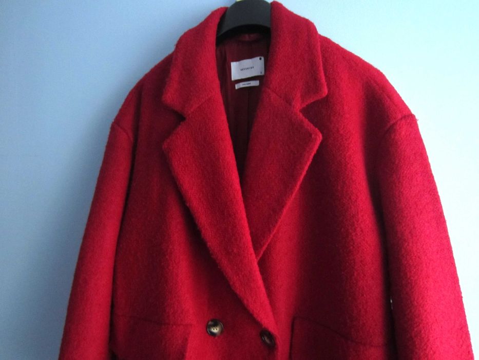 Czerwony płaszcz z wełną,rozm S (M, L) oversize zimowa kurtka Reserved