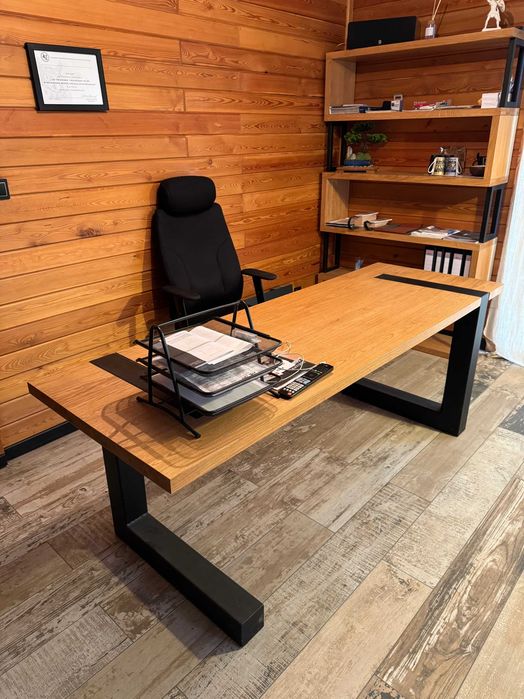 Ekskluzywny komplet mebli dębowych LOFT – stół 205 cm + regał + stolik