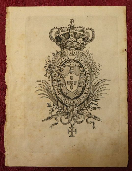 Armas Reais da Rainha D. Maria I, gravura invulgar (Reserva GA)