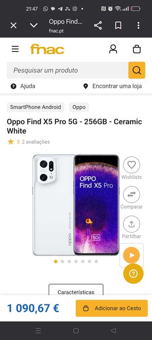 Telemóvel OPPO X5 PRO 5G Preto