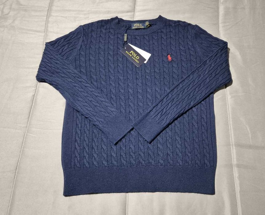 Camisola de malha trançada Ralph Lauren – azul - tamanho S