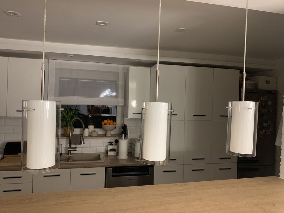 Lama wisząca lampy wiszące 3szt białe szkło