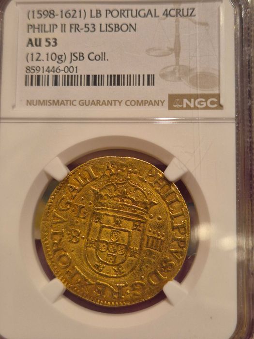 Moeda ouro D. Filipe II 4 cruzados ( rara)