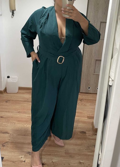 Zielony długi klasyczny kombinezon plus size 52 6xl