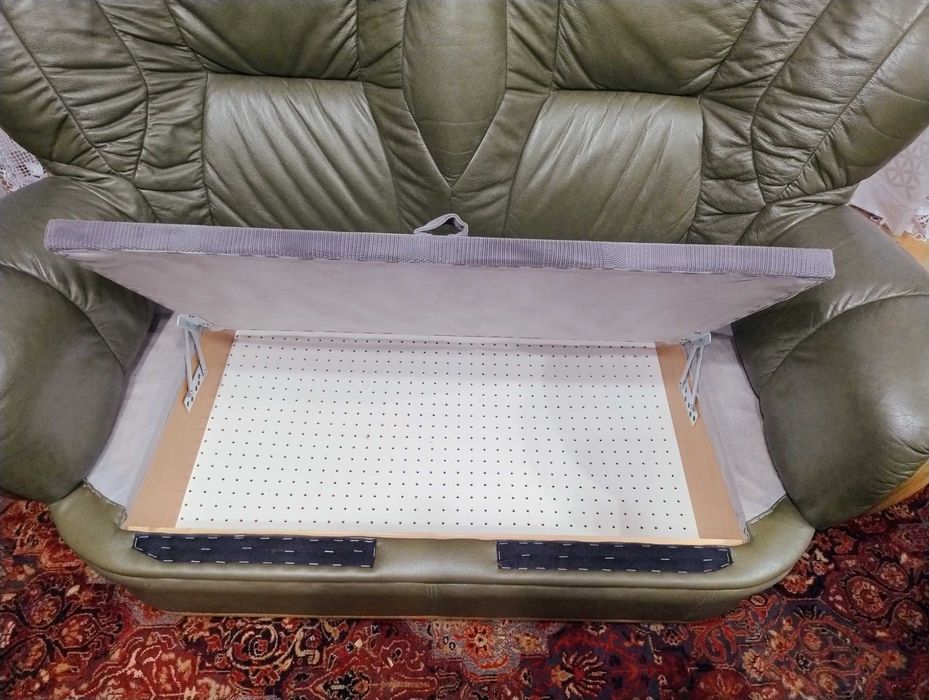 Zestaw wypoczynkowy sofa fotel skóra naturalna oliwka Kalwaria 3+2+1