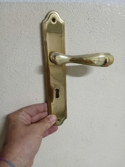 Puxador ( par )  de porta interior em latão com fechadura504988217325004801