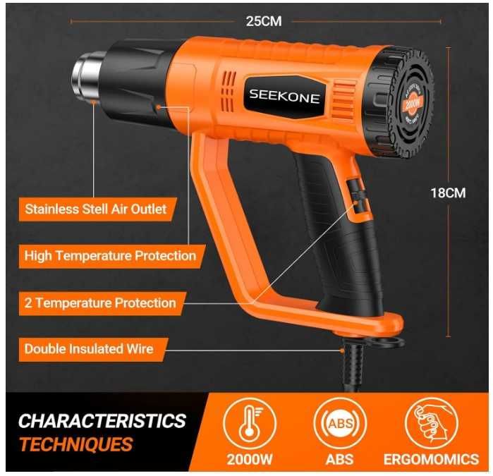 Opalarka SEEKONE 2000W, regulacja temperatury + akcesoria
