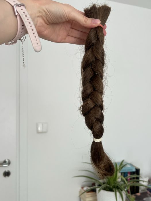 Włosy naturalne niefarbowane BRĄZ kitka 25 cm 70 g naturalne