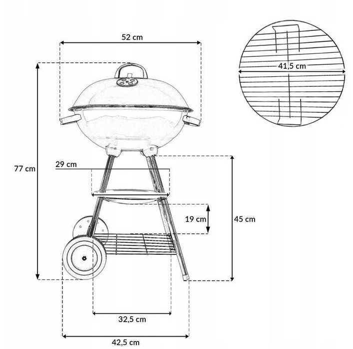 GRILL okrągły z POKRYWĄ kulisty węglowy