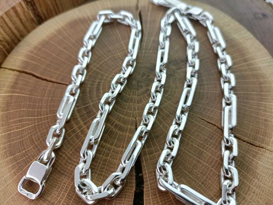 Серебряная цепочка Комби Якорь со вставками. Срібний ланцюг Якір