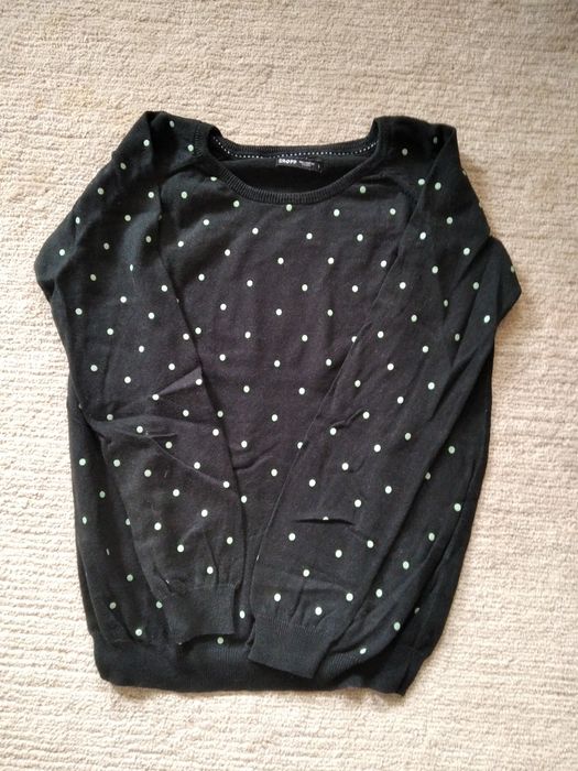 Czarna bluza w kropki groszki S 36
