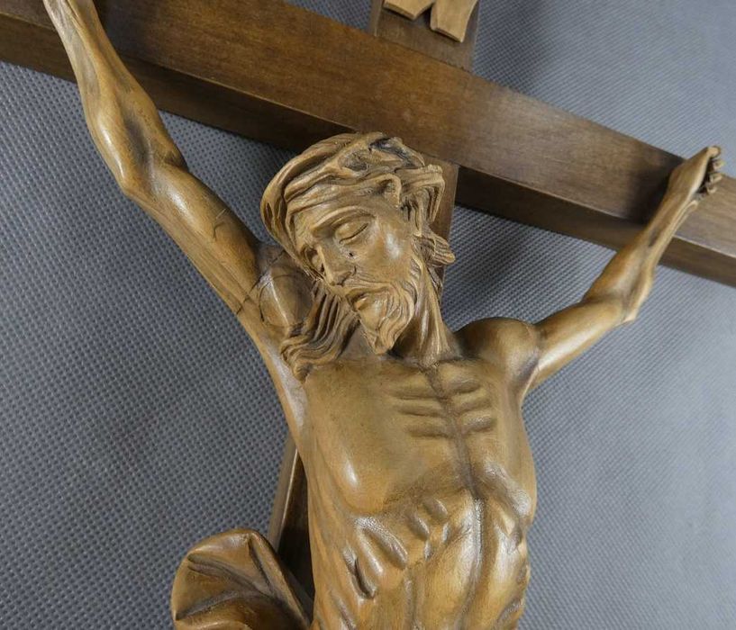 Krzyż Krucyfiks JEZUS pasyjka rzeźba drewno 70,5 cm