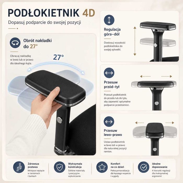 Fotel biurowy krzesło biurowe ergonomiczne ProSeat - Outlet