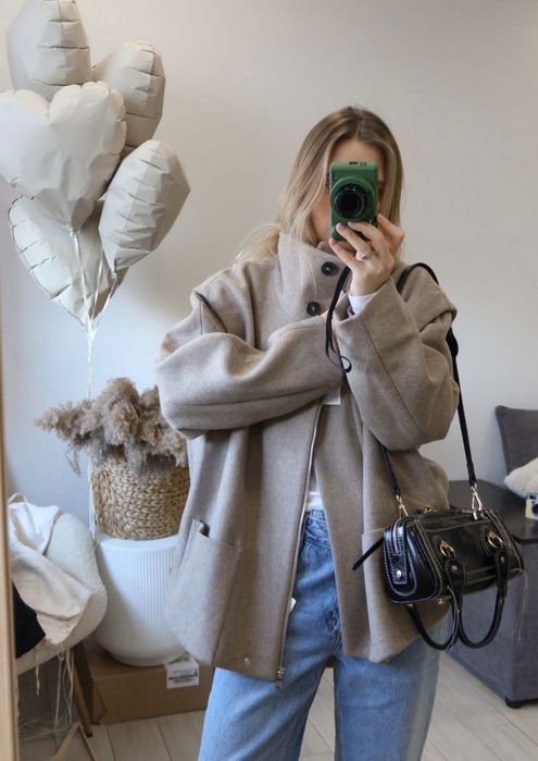 пальто коротке Zara, вовна, M, L