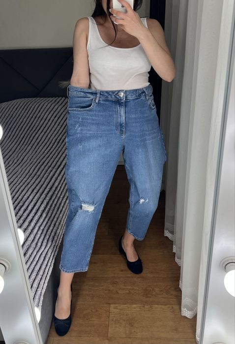 18 розмір джинси мом укорочені mom висока посадка тягнуться