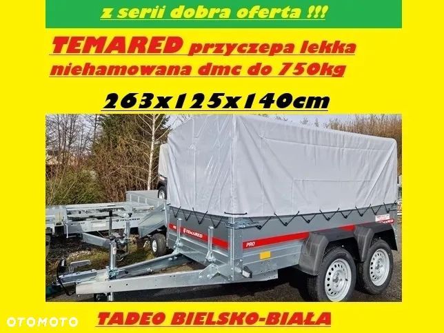 TEMARED PRO 2612/2 STELAŻ+PLANDEKA 110cm  2-osiowa profesjonalna 2,63m x 1,25m plandeka stelaż 150cm od podłogi