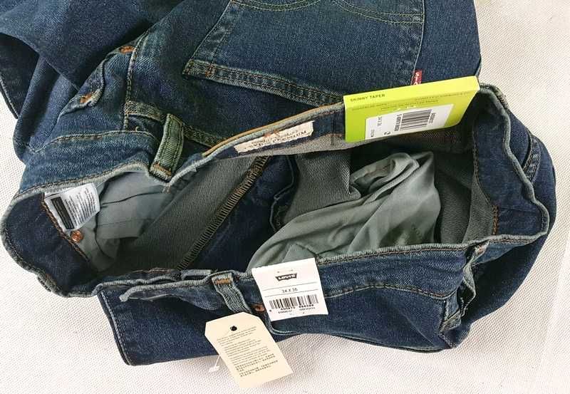 Nowe męskie jeansy Levi's Skinny Taper Stretch Levis Flex oryg. rozmiar W34/L36