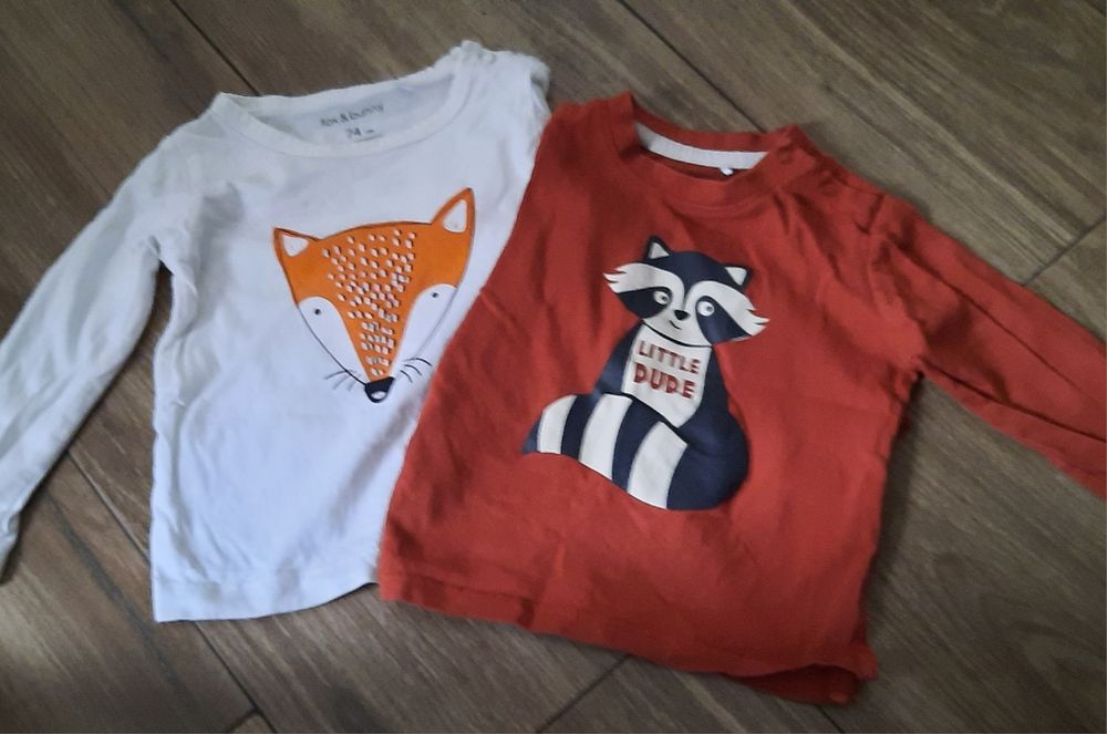 Bluzeczk 2 sxtukii CoolClub i Fox&bunny rozmiar 74,