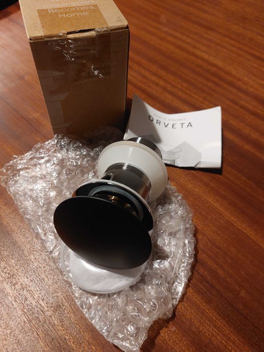 Válvula clic-clac com transbordo - preto mate - Sklum