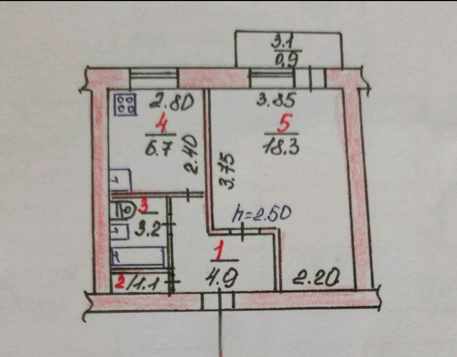 Продам 1 комнатную " Чешку" на 2/9 Космонавтов / 30-я школа