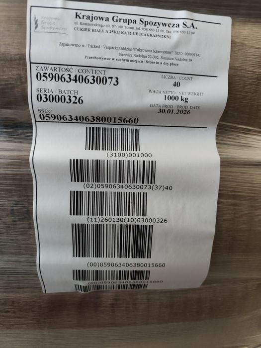 Cukier Polski 25 kg 2.2zł kg