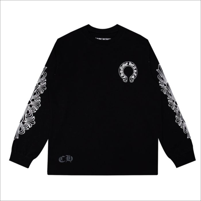 Хром хартс лонгслів Chrome Hearts Horseshoe Floral Thermal чорний лонгслив кофта футболка