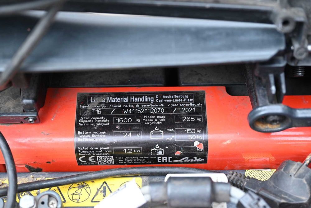 Paleciak elektryczny Linde T16 1600kg 2021 rok 1160mth Li-ion FHP 482