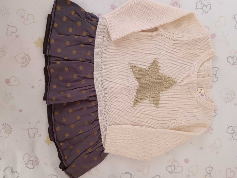 Vestido malha estrelinha 3-6m