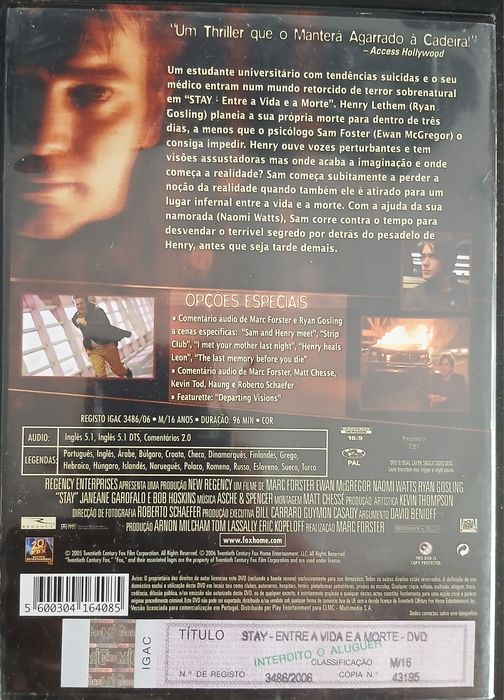 DVD Stay Entre a Vida e a Morte