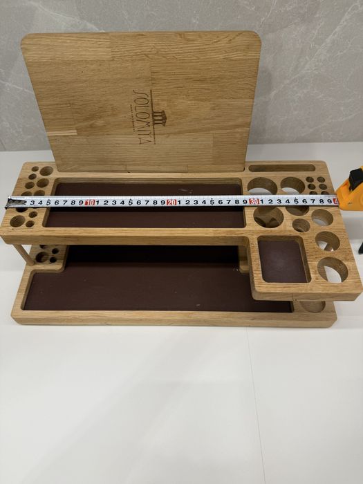 Органайзер косметичний деревʼяний з дзеркалом (для косметики, пензлів)