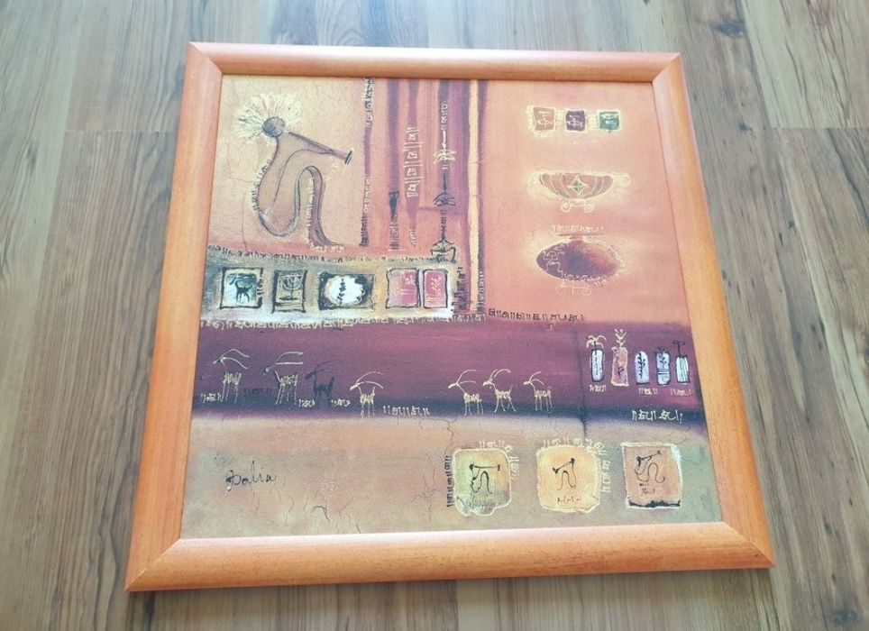 Pomarańczowy obraz Afryka Murzynki. 50x50 cm