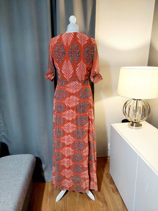 S sukienka maxi midi elegancka świąteczna plisowana