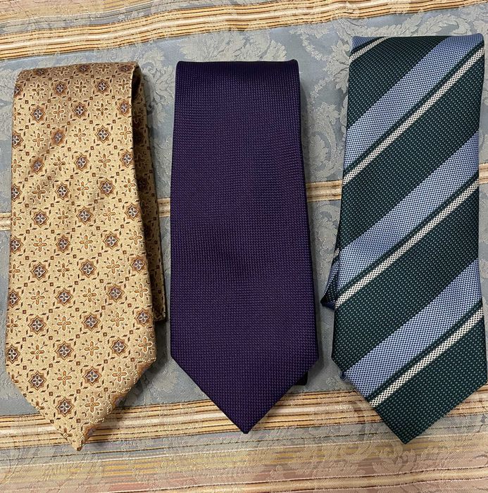 Conjunto 3 gravatas seda marcas Oscar, Sacoor e Giovanni Galli